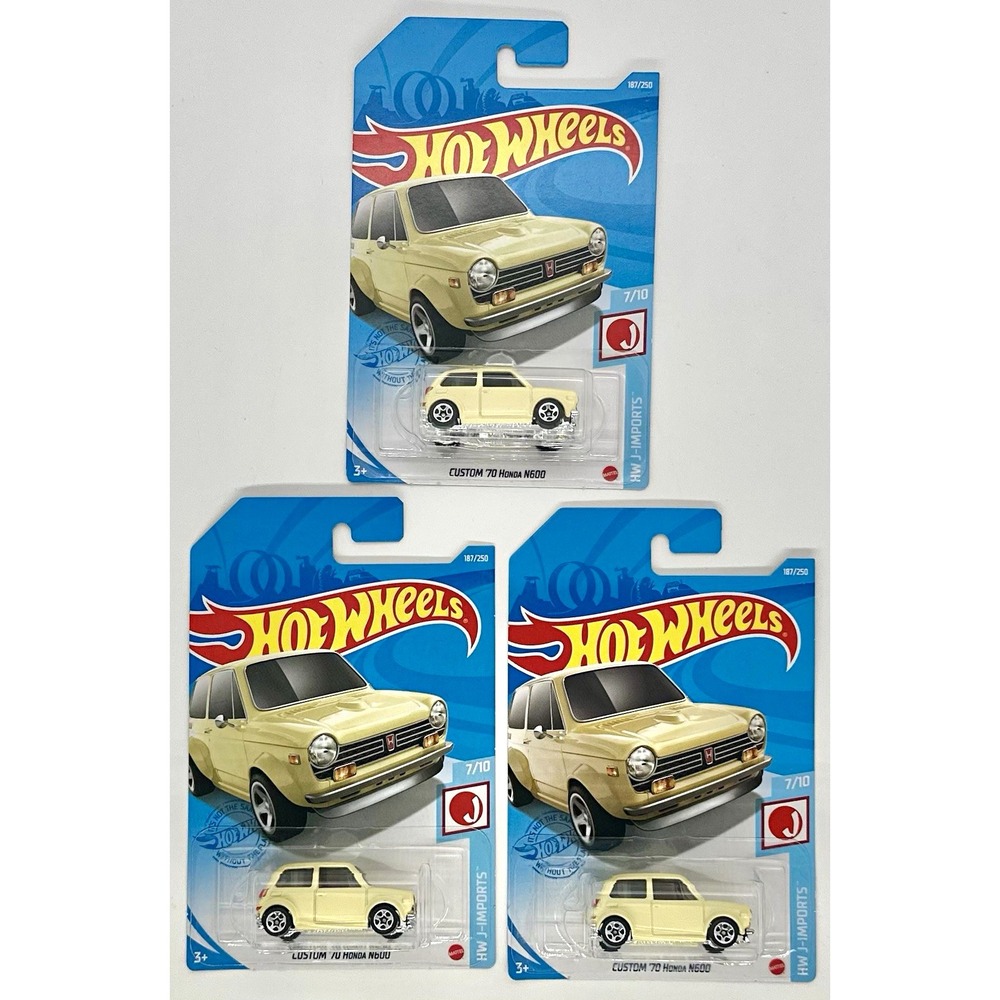 Hot Wheels Custom '70 Honda N600 Lot of 3 Yellow HW J-Imports 1:64 Sealed JDM